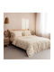 Vesta Home Duvet Cover Set Cotton Satin Queen with 2 Pillowcases 230x240 Lydia 2 Brown / Beige