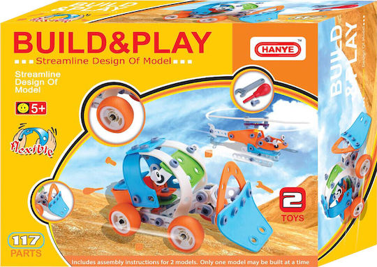 Hanye Παιχνίδι Κατασκευών Πλαστικό Build and Play Ελικόπτερο & Εκσκαφέας για Παιδιά 5+ Ετών