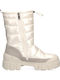 Medium Heel Snow Boots with Fur Beige