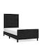 Single Fabric Upholstered Bed Black with Slats for Mattress 80x200cm