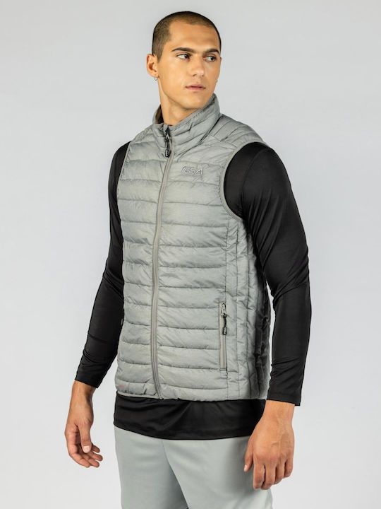 GSA Αμάνικο Ανδρικό Μπουφάν Puffer Light Grey