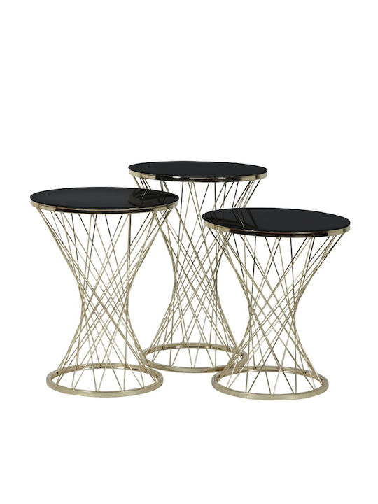 Round Metal Zigon Tables Μαύρο / Χρυσό L42xW42xH65cm