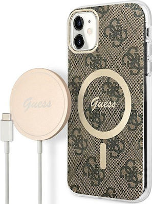 Guess MagSafe + Wireless Charger Apple iPhone Plastic / Silicone Back Cover Brown (iPhone 11)