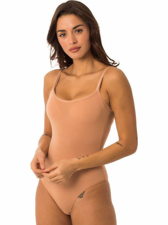 Lingerie Spaghetti Strap Bodysuit Beige