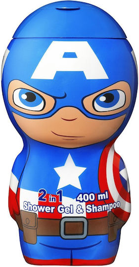 Air-Val International Παιδικό Αφρόλουτρο & Σαμπουάν Captain America σε Μορφή Gel 400ml