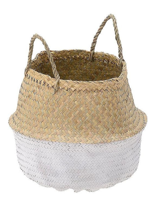 Straw basket natural white 35 x 30 cm.