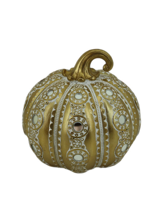 Καρβούνης Decorative Pumpkin made of Plastic Gold - Silver 15x15x14.5cm 1pcs