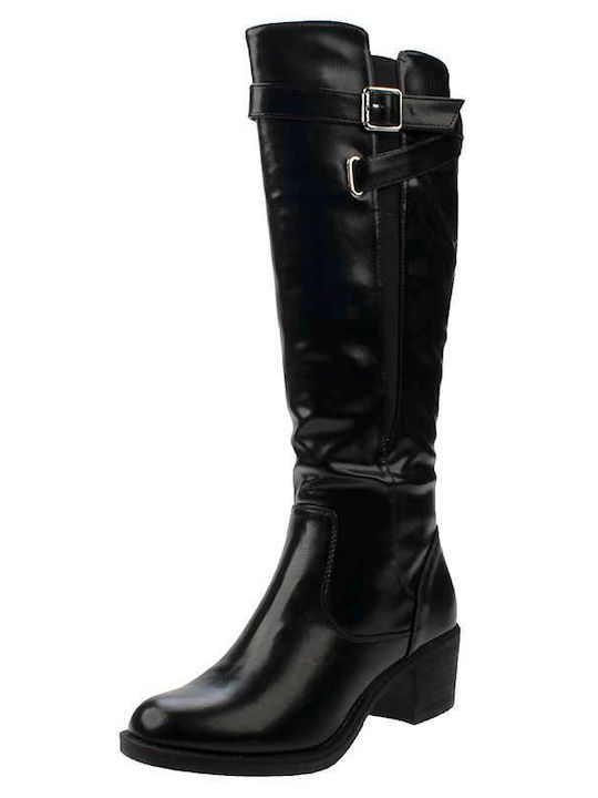 Sweet Shoes TWB2031915 Δερμάτινες Γυναικείες Μπότες με Μεσαίο Τακούνι Μαύρες Skroutz.gr