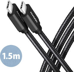 Axagon Braided USB 3.2 Cable USB-C Male - USB-C 60W PD Black 1.5m BUCM3-CM15AB Axagon Braided USB 3.2 Cable USB-C Male - USB-C 60W PD Black 1.5m BUCM3-CM15AB