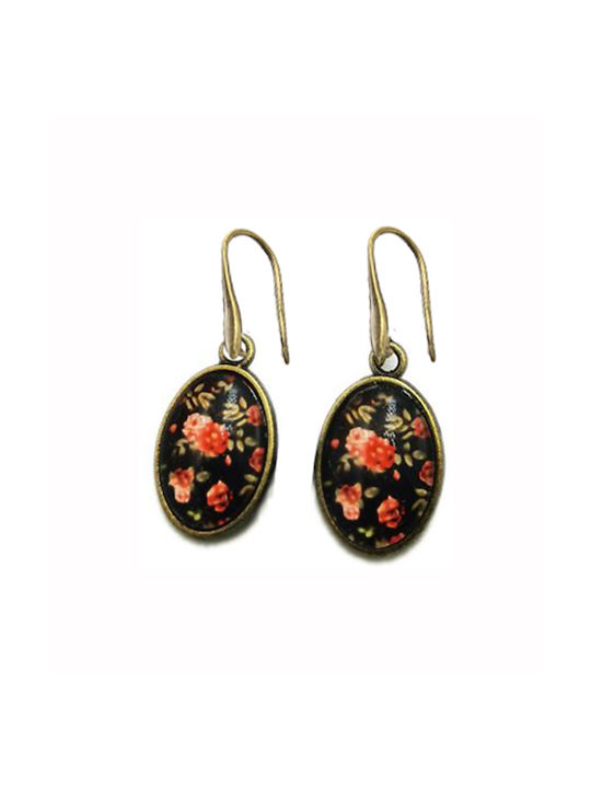 Oval floral earrings