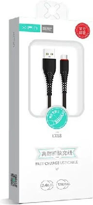 Xipin LX18 Braided USB 2.0 Cable USB-C male - USB-A Μαύρο 1.2m