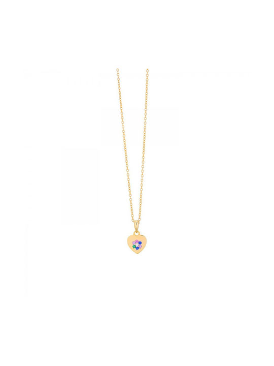 Prince Silvero Necklace with design Heart from Pink Gold Plated Silver with Zircon