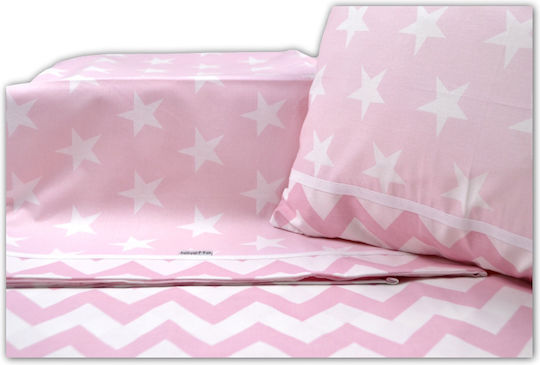 Ninetta Bebe Set Lenjerii De Patut Bebe Pentru Patut Din Bumbac Roz 70x140cm 3 Bucăți