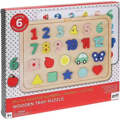 Wooden Kids Peg Puzzle Numbers, Shapes & Colors for 3++ Years 22pcs Petit Collage