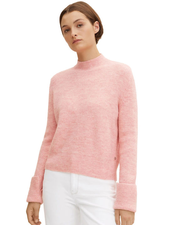 Tom Tailor Damen Langarm Pullover Baumwolle Soft Pink Melange