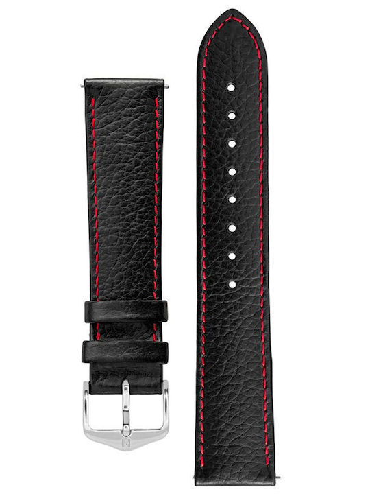Hirsch Kansas Δερμάτινο Λουράκι Μαύρο 18mm
