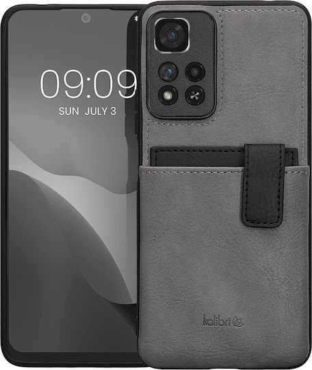 Kalibri 2 in 1 Back Cover Piele artificială cu Suport pentru Carduri Magnetic Light Grey / Black (Redmi Note 11 Pro+ 5G)