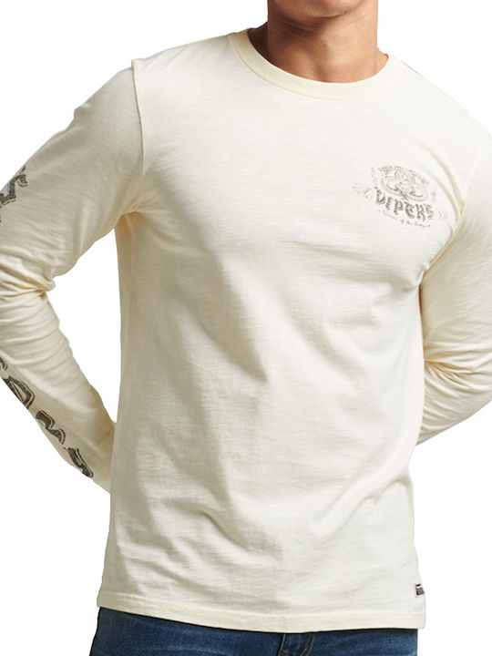 Superdry D3 Vintage Ανδρική Μπλούζα Μακρυμάνικη Λευκή