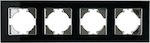 Lineme Horizontal Switch Frame 4-Slots Black 50-00128-26