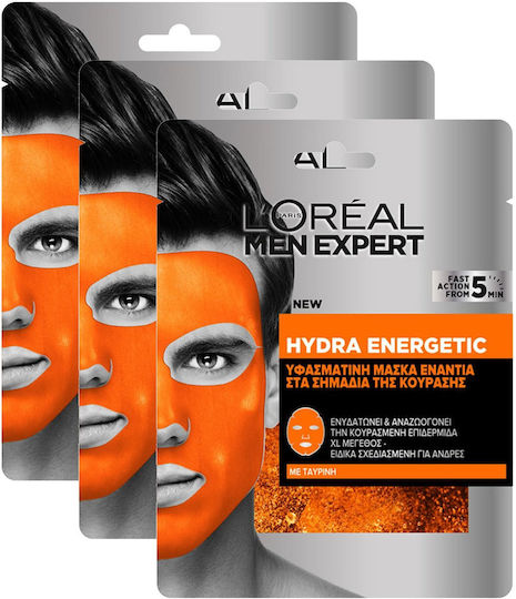 L'Oreal Paris Men Expert Hydra Energetic Sheet Mask 3 τμχ x 90gr