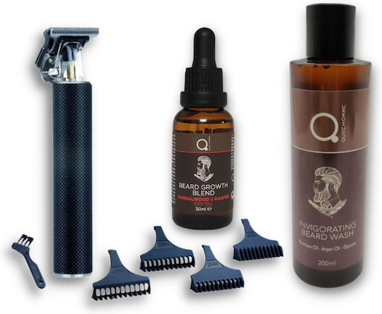 Qure Homme with Hair Clipper Beard Growth Blend Sandalwood and Kashmir Dry Oil 30ml and Invigorating Beard Wash 200ml 230ml