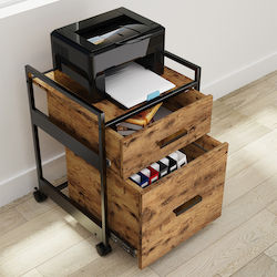 Office Storage Drawer with Wheels & 2 Drawers Brown L48.5xW48.5xH64.5cm ERK-HORB-US