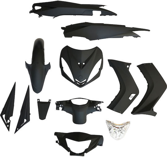 Motorcycle Plastic Set with Headlight for Yamaha Crypton-X 135 Black 12pcs