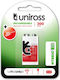Uniross Επαναφορτιζόμενη Μπαταρία 9V Ni-MH 200mAh 1τμχ