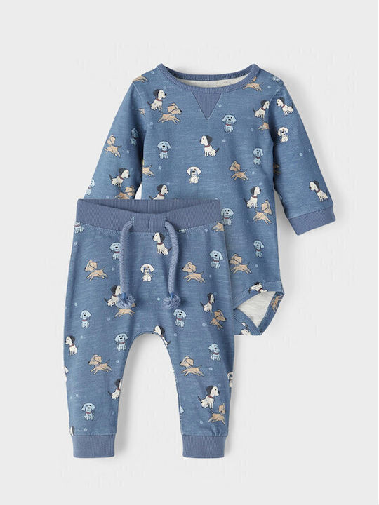 Name It Baby Bodysuit Underwear Set Long-Sleeved with Pants Blue