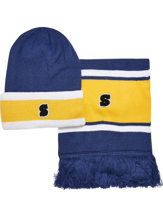 College Team Set with Beanie Knitted in Blue color