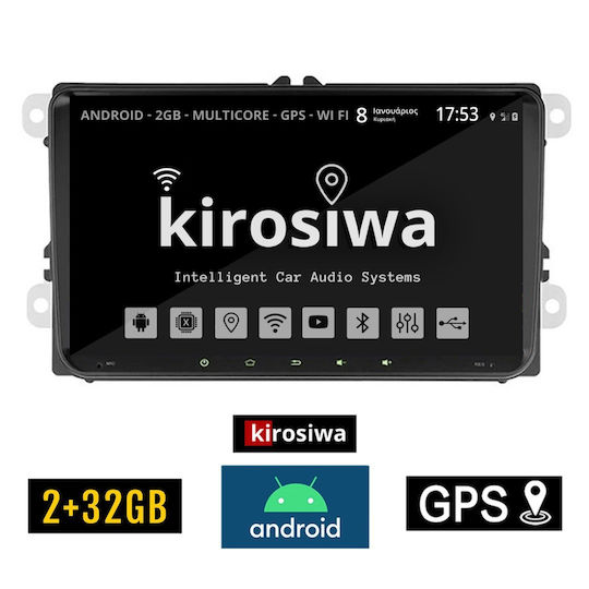 Kirosiwa Автомобилна Аудио Система (Блутут/USB/WiFi/GPS/Apple-Carplay/Android-Auto) с Тъчскрийн 9"