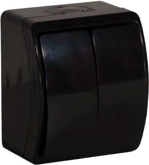 Orno Waterproof Wall-Mounted Single Switch with Frame Black