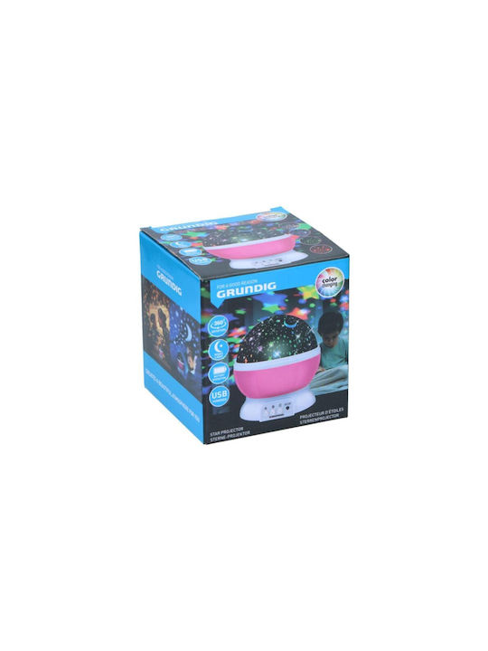 Grundig Rotating Kids Projector Lamp with Stars Projection with Colour Changing Function Pink 12x12x13.5cm