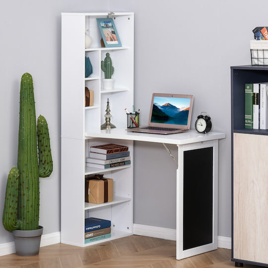 Schreibtisch Holz mit Bücherregal Weiß 98x51x153cm