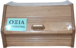 Lioutas Bread Box with Lid Wooden Beige 30.5x22.5x16.5cm