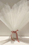 Wedding favor with polka dot tulle and decorative flower