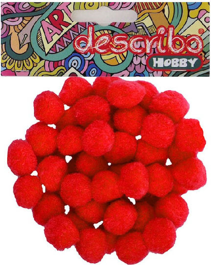 Describo Pom Pom Craft Red Set of 50pcs