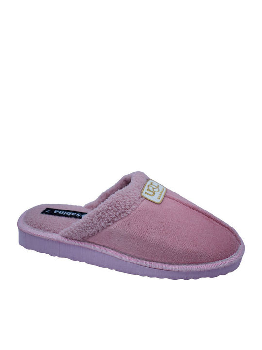 Winter Women's Slippers with Fur Pink
