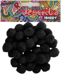 Describo Pom Pom Craft Black Set of 50pcs