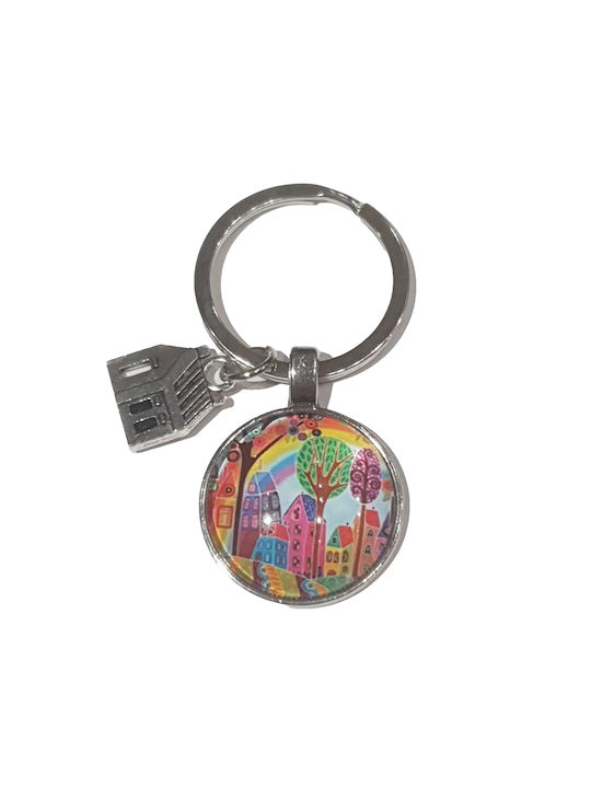 Keyring Art "Colorful Neighborhood" Metal and Liquid Glass