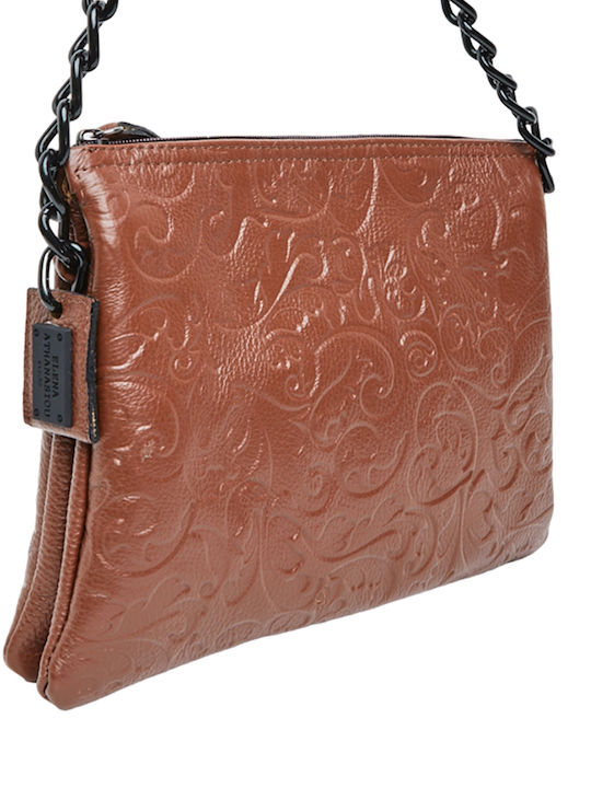 Elena Athanasiou Paisley Leather Women's Bag Shoulder Brown