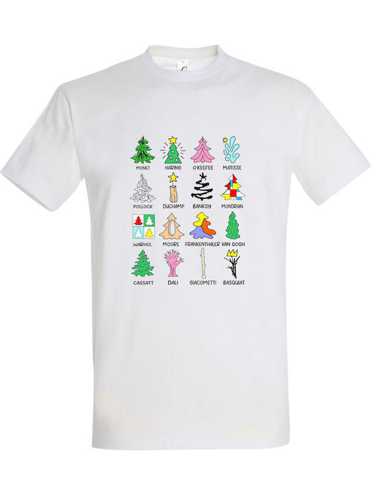 Tricou Unisex "Artă Arbori Crăciunul este pentru artiști și ei" Alb