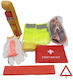 Car Safety MOT Kit with First Aid Kit Fire Extinguisher Warning Triangle Reflective Vest Jump Leads Tow Rope Emergency Hammer & Gloves