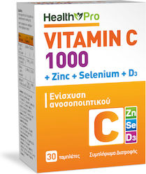 Health Pro Vitamin C 1000 & Zinc & Selenium & D3 Vitamin für Unterstützung des Immunsystems 30 Registerkarten