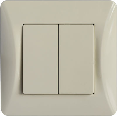 Lineme Recessed Electrical Lighting Wall Switch with Frame Basic Ιβουάρ 50-00103-30