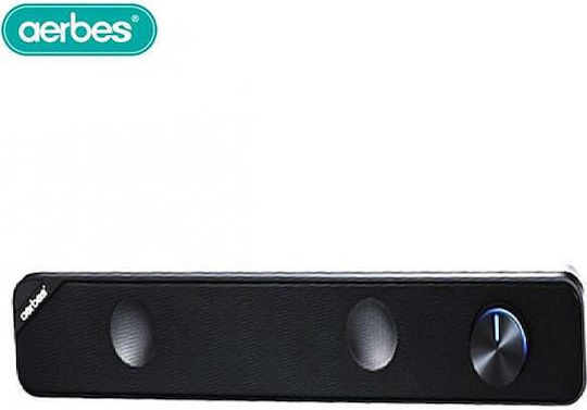 Aerbes Aerbes AB-D381 Ηχεία Υπολογιστή 2.0 με RGB Φωτισμό και Ισχύ 6W σε Μαύρο Χρώμα