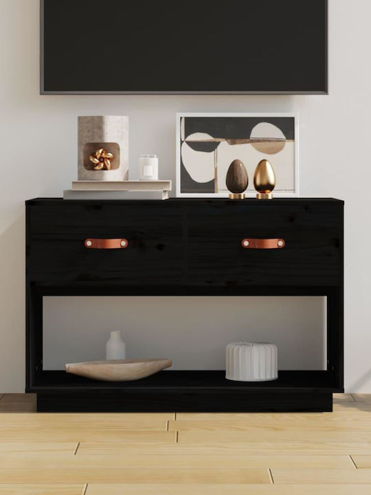 TV-Ständer aus Massivholz Schwarz M90xT40xH60cm