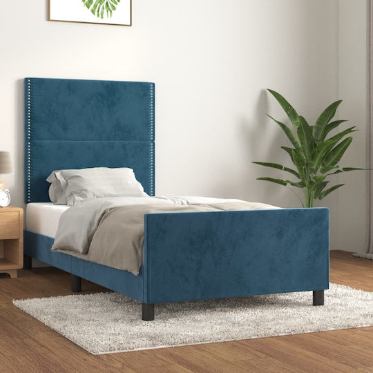 Pat Simplu pentru Saltea 90x200cm Albastru Pat Simplu pentru Saltea 90x200cm Albastru
