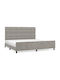 King Size Fabric Upholstered Bed in Gray with Slats for Mattress 200x200cm