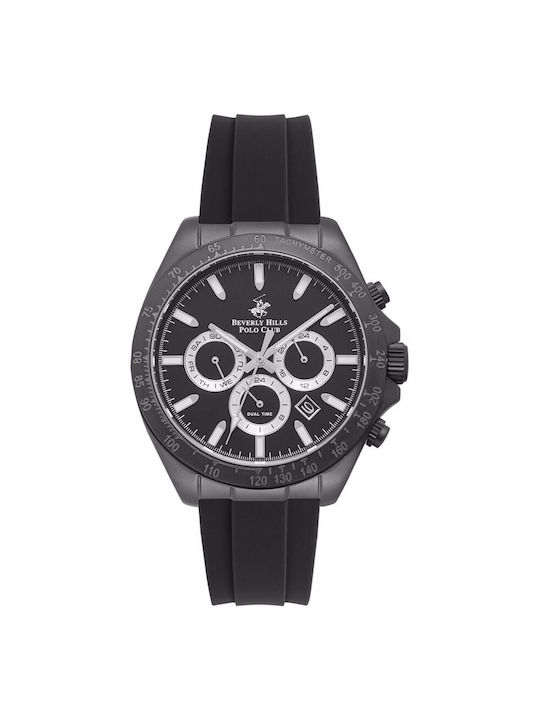 Beverly Hills Polo Club Uhr Chronograph Batterie mit Schwarz Kautschukarmband